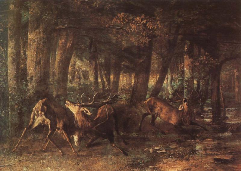 Gustave Courbet The War between deer oil painting image